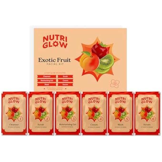 NUTRIGLOW NATURALS EXOTIC FRUIT FACIAL KIT WITH HONEY, VITAMIN E FOR RADIANT GLOW, 60G - Image 1